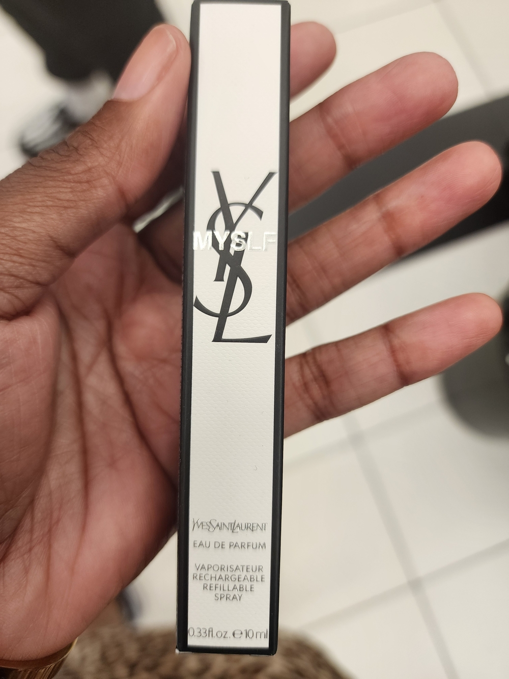 Yves Saint Laurent MYSLF Travel Spray in White and Black New
